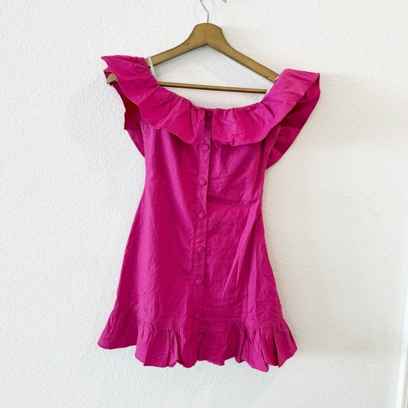 Lovers & Friends- Elsie Mini Linen Dress in Magenta- XS - Picture 2 of 8